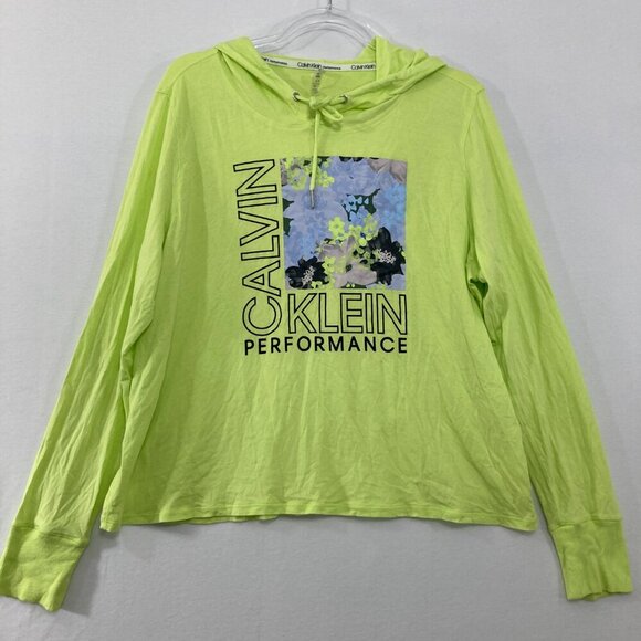 Calvin Klein size XL Performance Stretch Graphic Long Sleeve Hoodie Pullover Top - Picture 1 of 10